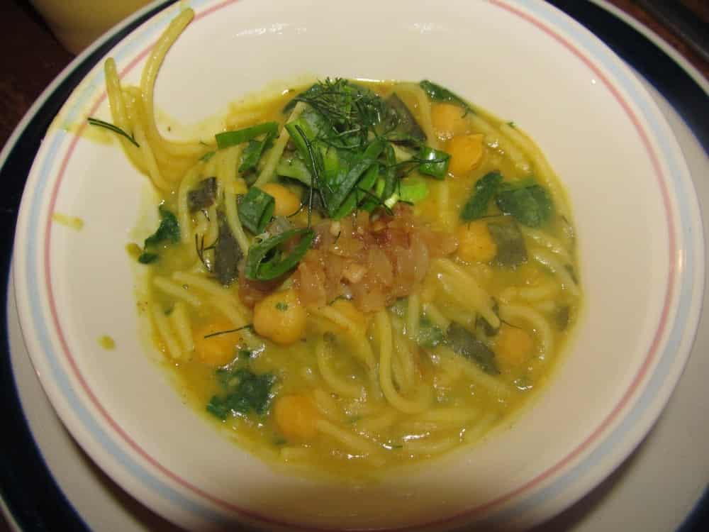 Chickpea and Noodle Soup with Persian Herbs